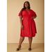 Plus Size Polka Dot A Line Wrap Dress