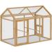 Outdoor Chicken Coop Large Hen House Poultry Cage With Roosting Rods Farmhouse Backyard Wood Rabbit Hutch Small Pets Playpens Spire Shaped Coops Triple Access/Feeding Doors 55 X 33.5 X 42.5