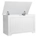 Wooden Toy Box Storage Chest Bench with 2 Safety Hinge Lift Top Entryway White