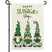 Green Clover St Patricks Day Garden Flag Gnome Shamrock Welcome 12x18 Inch Double Sided Outside Vertical Holiday Yard Decor