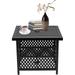 Patio Side Table with 1.57 Umbrella Hole Square Outdoor Patio Bistro Table with Outdoor Iron Umbrella Base Stand- Black