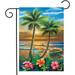 Hawaii Sunset in Paradise Garden Flag Summer Tropical Palm Trees 12x18 Inch Outdoor Indoor Decoration Custom Flag Polyester