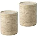 YZboomLife Concrete Set of 2 Outdoor for Patio 14 Outdoor Accent Table Patio Round End Table Ceramic Garden Stool Log Table