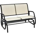 Swing Glider Chair 48 Inch with Spacious Space 2 People Swing Lounge Glider Chair Cozy Patio Bench Outdoor & Indoor for Patio Backyard Poolside Lawn Steel Rocking Garden Loveseat (Beige)