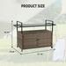 Villeston Portable Outdoor Wicker Bar Table with Wheels and Black Glass Table Brown