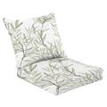 2 Piece Indoor/Outdoor Cushion Set Hand Sketched Leaves Seamless Pattern Chalk Effect Casual Conversation Cushions & Lounge Relaxation Pillows for Patio Dining Room Office Seating