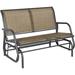 Outdoor Glider Bench: 2-Person Patio Double Swing Rocking Chair Loveseat Powder Coated Steel Frame Light Mixed Brown