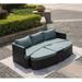 Direct Wicker 4-Piece Patio Brown Wicker Daybed Set With Side Table Celadon Cushion Cover