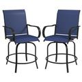 Outsunny 2 Outdoor Bar Stools w/ Armrests Bar Height Chairs Blue