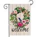 Welcome Flower Wreath Spring Garden Flag Yard Burlap Welcome Garden Flag Double Sided Spring and Summer Rustic Garden Decoration Sign Small Garden FLags 12x18 prime