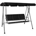 3-Person Outdoor Swing Chair Adjustable Canopy Hammock Seats Patio Porch Garden Swing Black