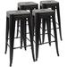 YZboomLife Metal Stools 30 Indoor Outdoor Stackable Barstools Modern Style Industrial Vintage Counter Stools Set of 4 (30 inch Gun)