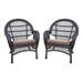 Afuera Living Wicker Chair in Espresso with Brown Cushion (Set of 4)