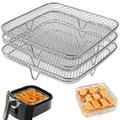 AMERTEER Air Fryer Racks Three Layer Stackable Dehydrator Racks Stainless Steel Air Fryer Basket Tray Air Fryer Accessories Fit for 5.8QT COSORI Air Fryer 6QT Instant Vortex Air Fryers