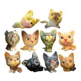 10 Pcs Japanese Cat Doll Props for Photoshoot Photography Statue Plastic Decor Cute