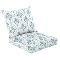 2 Piece Indoor/Outdoor Cushion Set Blue white damask seamless pattern Vintage paisley elements Casual Conversation Cushions & Lounge Relaxation Pillows for Patio Dining Room Office Seating