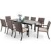 Outdoor Patio Dining Set 9 PCS Patio Furniture Set with Extendable Metal Table and 8 Rattan Wicker Chairs Beige Cushion