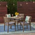 Christopher Knight Home Casa Outdoor 4-Seater 32 Square Acacia Dining Set with Carved Legs by