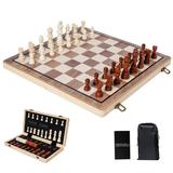 OWSOO chess 1 Wooden Chess Wooden Chess Checkers Set Portable Chess 2 In 1 Chess Checkers Set Portable Chess With In 1 Wooden Checkers Set Portable