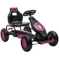 Aosom Ergonomic Pedal Go Kart Kids Ride-on Toy Pedal Car Go Cart Pink