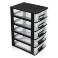 Kkewar Drawer Type Closet Multifunctional Five-layer Storage Cabinet Plastic Drawer Type Closet Portable Dustproof Storage Case Organizer Sundries Holder (Black and Transparent)