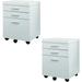Monarch 3 Drawer Rolling Portable Filing Cabinet White (2 Pack)