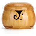 Wooden Yarn Bowl Handmade Crafted Crochet Bowl Yarn Bowl Handmade with Holes and Lid Crafted Box for Crocheting Knitting DIY Crafts Tools