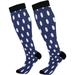 bestwell 1 Pairs Blue Polka Dots Compression Socks for Women Men Knee High Stocking forRunning Athletic Medical (21-22) (20-30mmHg)