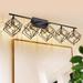 5 Lights Bathroom Vanity Light with 5 Bulbs Industrial Bathroom Light Fixtures Over Mirror | Matte Black & Gold Metal with Unique Rotatable 3 Cube Shades Modern Wall Mounted Rustic Vanity