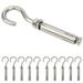 10pcs Expansion Heavy Duty Bolts M6 304 Stainless Steel Concrete Wall Hook Expansion Bolts Hook Opening Hole Open Cup Hook Screw Stainless Steel for Wood Drywall Concrete Wall