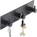 Key Holder for Wall Self Adhesive Key Hook for Wall No Damage Key Rack for Wall with 3 Key Hooks for Keys and Masks Key Hanger for Wall Entryway Hallway - Matte Black