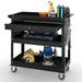 Odaof 3-Tray Rolling Tool Cart with Lock Drawers and Wheels 330 LBS Capacity Rolling Utility Tool Storage Cart Tool Service Trolley for Garage Warehouse and Repair Shop (Black)