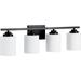 Matte Black Vanity Lights for Bathroom 4 Light Vanity Light Fixture Modern Bathroom Vanity Lights with Cylinder Glass Shade