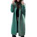 Baellert Chic Women Solid Color Long Sleeve Hooded Knitted Sweater Cardigan Coat Outwear