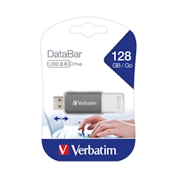 Verbatim USB 2.0 Stick 128GB, DataBar, grau Image