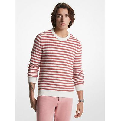 Michael Kors Striped Cotton Blend Sweater Pink S