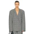 EZR Boxy Blazer in Grey Plaid - Grey. Size L (also in M, S, XS).