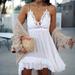 Free People Dresses | Free People One Adella Sleeveless Lace Ruffled Slip Mini Dress Women’s Medium | Color: White | Size: M