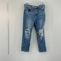 Madewell Jeans | Madewell Blue Women's Distressed Denim Boyfriend Jeans, Petite Size 28 | Color: Blue | Size: 28p