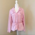 Athleta Jackets & Coats | Athleta 100% Linen Snap Front Pink Utility Jacket - M | Color: Pink | Size: M