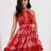 Free People Dresses | Free People Xs Beach Day Sun Dress Red Floral | Color: Red | Size: Xs