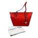 Michael Kors Bags | Michael Kors Charlotte Purse Tote Bag Red Leather Tan Handles Gold Hardware & Db | Color: Orange/Red | Size: Large