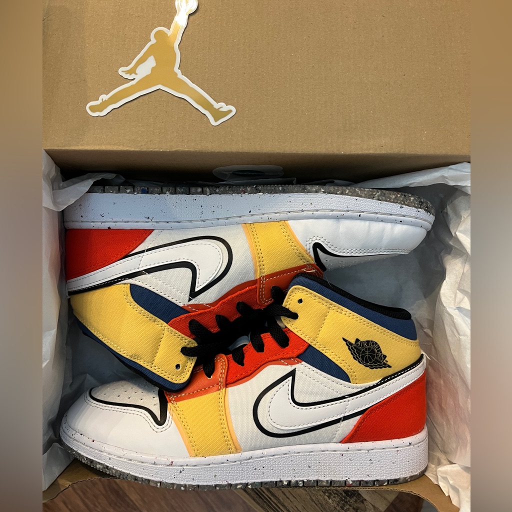 Nike Shoes | Big Kids Nike Air Jordan 1 Mid Se White/Black-Picante Red Size 6y | Color: Red/White | Size: 6b