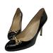 Kate Spade Shoes | Kate Spade Antonella Black Patent Heels Gold Tone Metal Mini Bow Women’s Size 9 | Color: Black/Gold | Size: 9