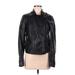 Rock & Republic Faux Leather Jacket: Short Black Print Jackets & Outerwear - Women's Size Medium