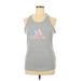 Adidas Active Tank Top: Gray Graphic Activewear - Women's Size X-Large