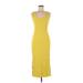 OFFLINE by Aerie Casual Dress - Midi Scoop Neck Sleeveless: Yellow Solid Dresses - Women's Size Medium