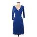 Moda International Casual Dress - Sheath: Blue Solid Dresses - Women's Size Medium