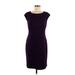 Spense Casual Dress - Sheath Scoop Neck Short sleeves: Purple Print Dresses - Women's Size 8