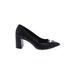 DKNY Heels: Slip On Chunky Heel Work Black Solid Shoes - Women's Size 7 1/2 - Pointed Toe